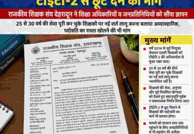 2014 से पहले नियुक्त एलटी शिक्षकों को टीईटी-2 से छूट देने की मांग,शिक्षक संघ ने शिक्षा अधिकारियों व जनप्रतिनिधियों को सौंपा ज्ञापन